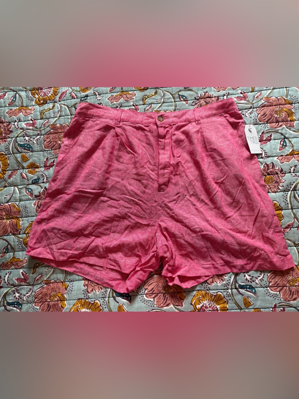 Time & Tru Women's Pink Linen Blend Shorts Size XL NWT